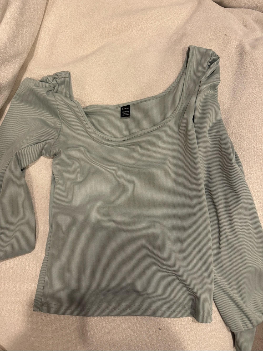 a new day Sage Green Ribbed Scoop Neck Long Sleeve Top